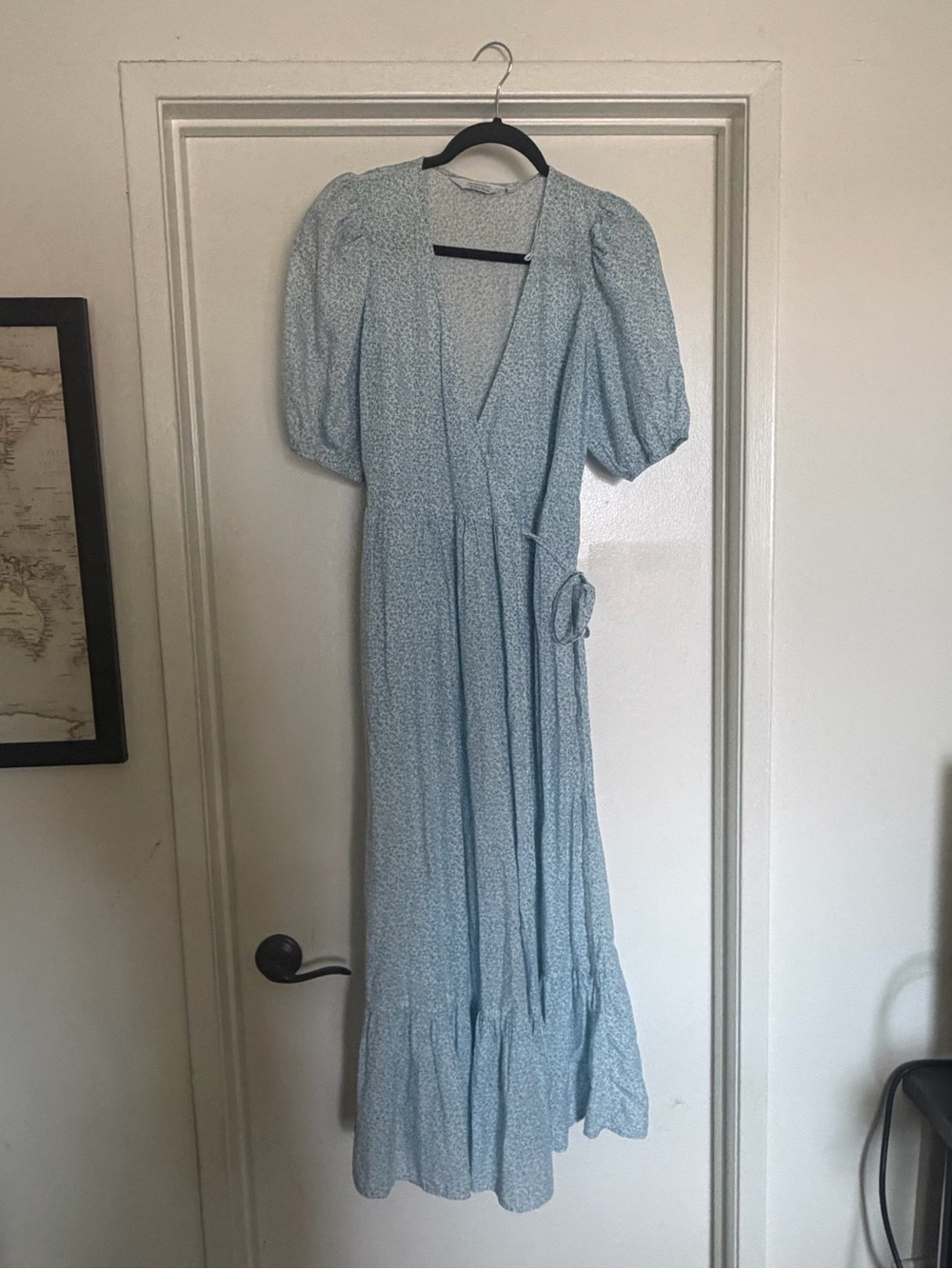 & Other Stories Pale Blue Puff Sleeve Wrap Maxi Dress - Picture 1 of 5